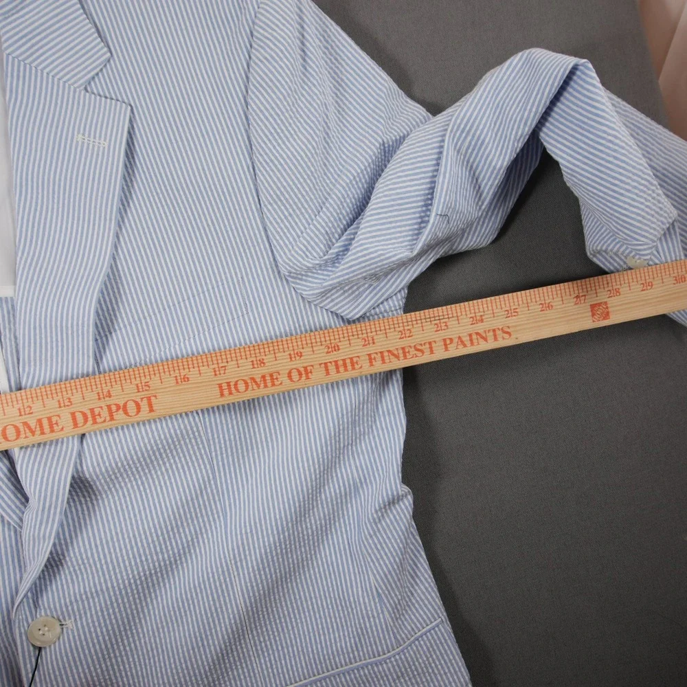 Super 140s Seersucker Striped Men Blazer R44 Resort Coastal Derby Ivy Emigre